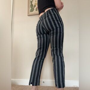 Brandy Melville black and grey striped cropped high-waisted trousers summer
